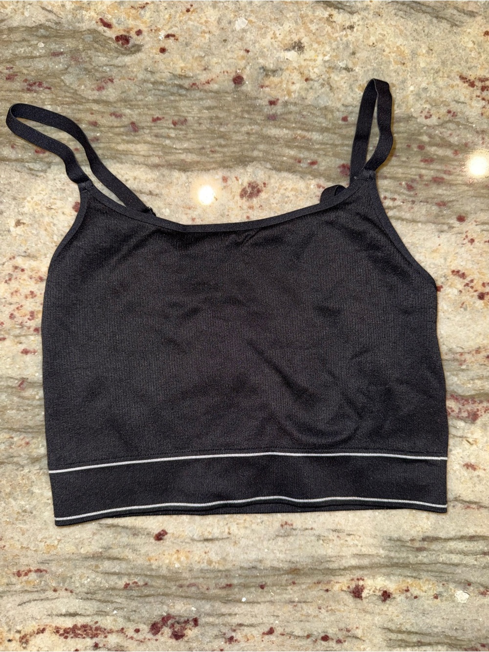 aerie Black Crop Bralette with Contrast Seam